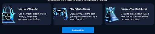 Acceso simplificado y progreso de rango en Whalebet Opciones de inicio de sesión, juegos favoritos y aumento de rango en Whalebet
