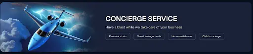 “Avión privado azul en el cielo como servicio de conserjería”