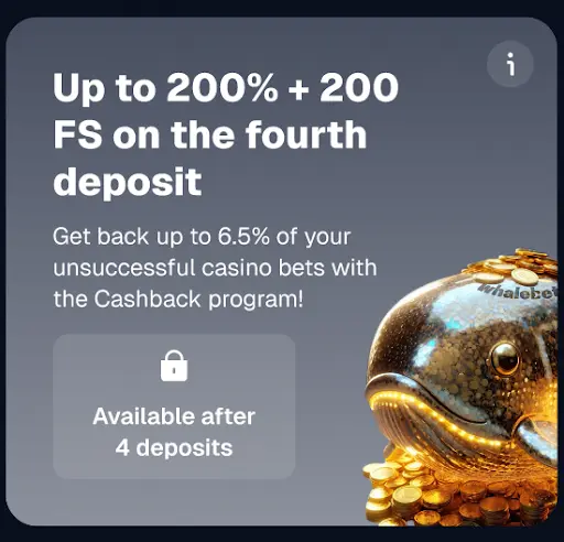 Bono hasta 200% más 200 giros gratis en el cuarto depósito